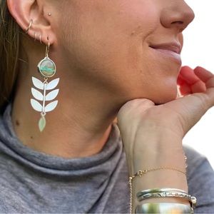 Boho Retro Style Silver Leaf Tassel Drop Earrings